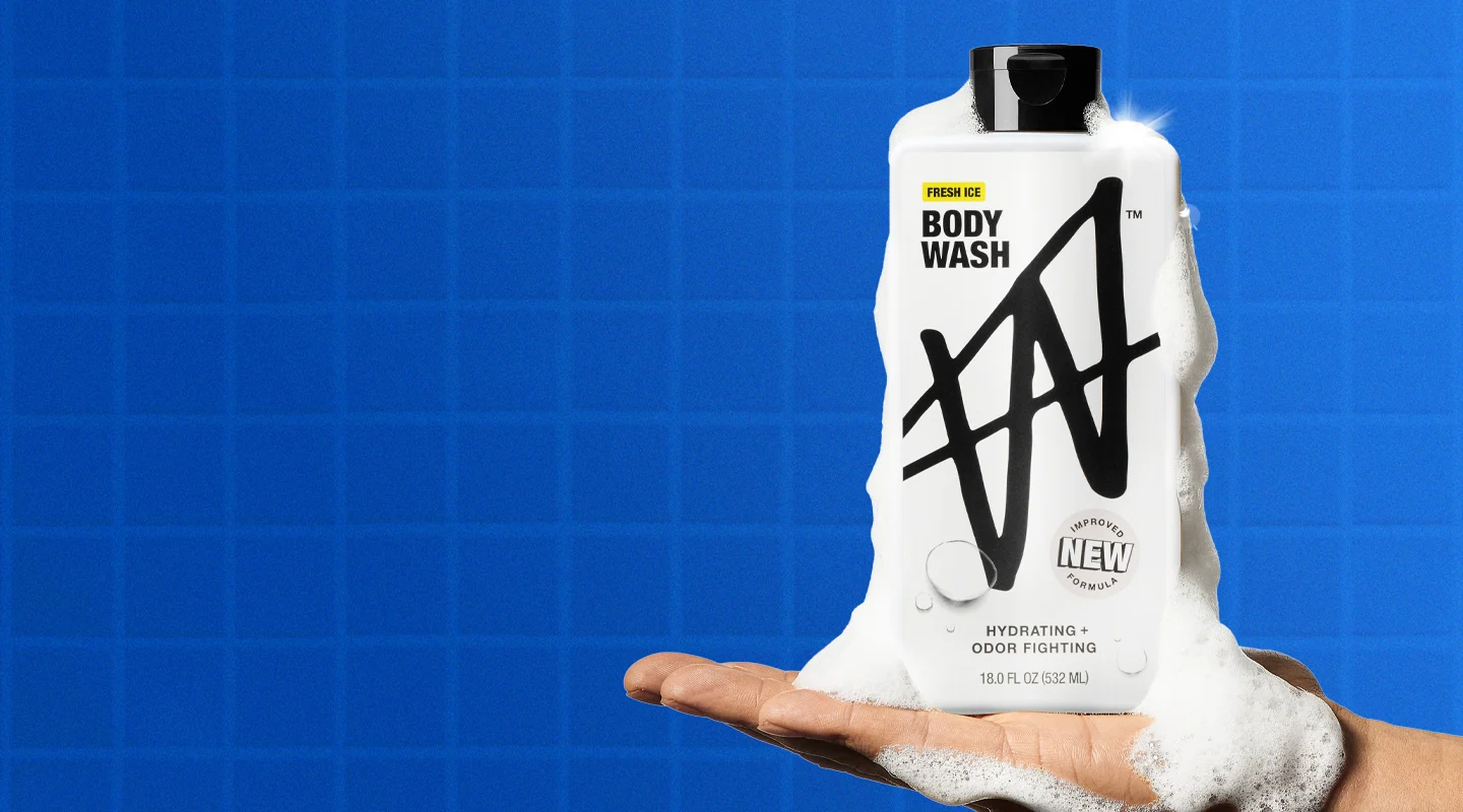 W Fresh Ice body wash in blue-background product imagery