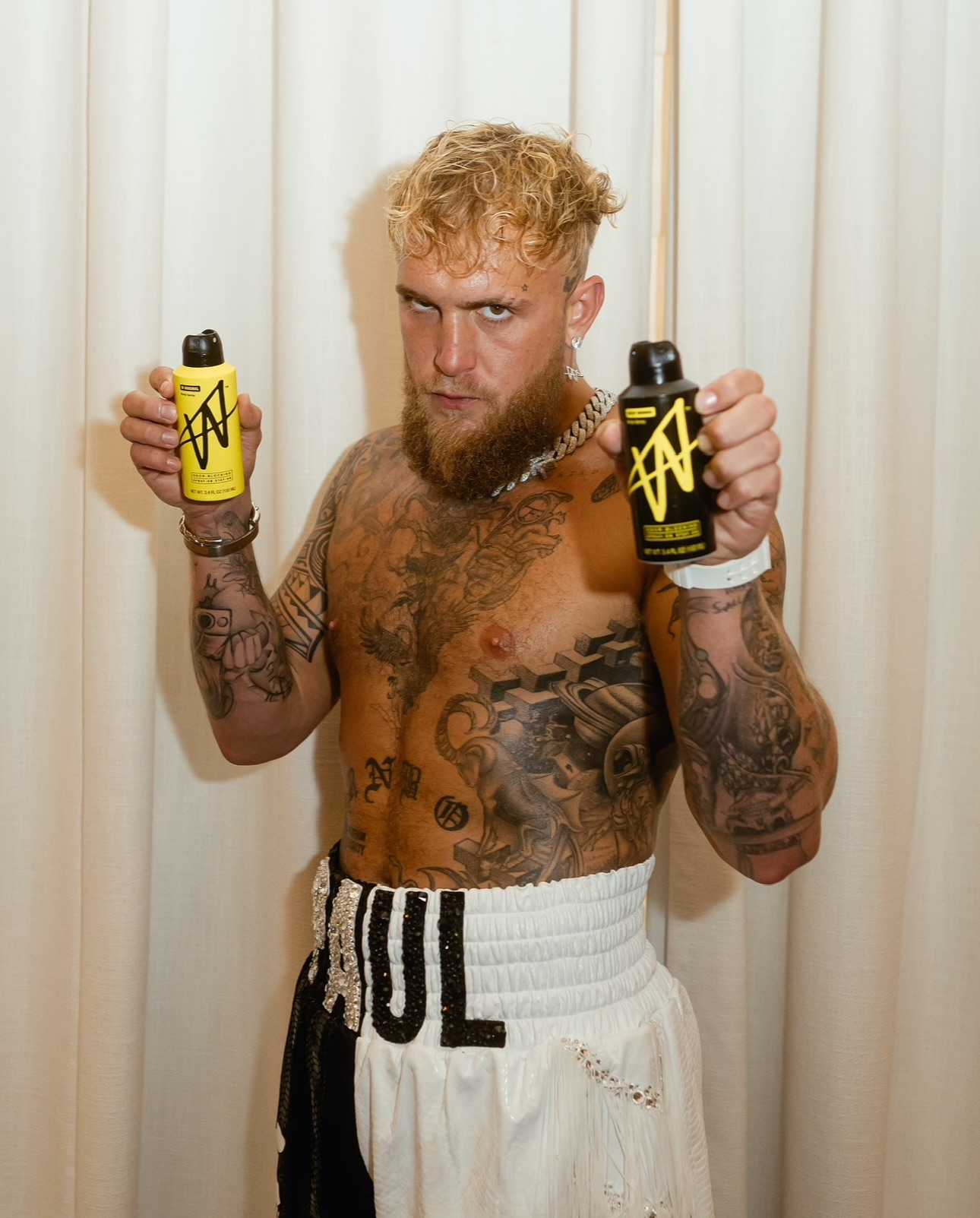 Jake Paul with W personal-care products